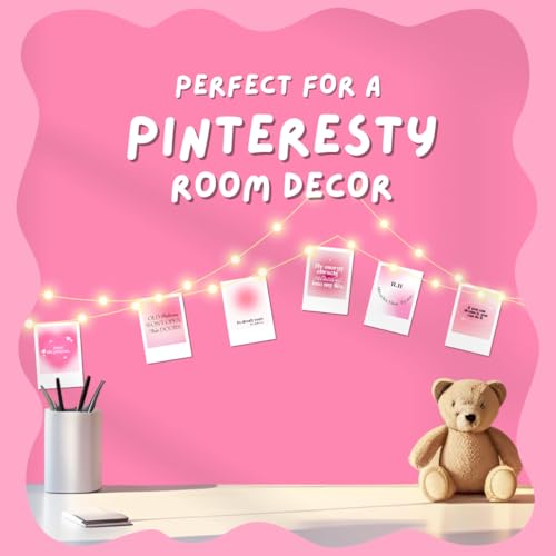Image of Manifestation Cards (Set of 18) Positive Affirmation Cards Posters (8 x 6 cm) | Vision board Supplies | Feel Good for Wall, Bedroom, Living room | Pink Girly Aesthetic Posters | Poster for Phone Accessories