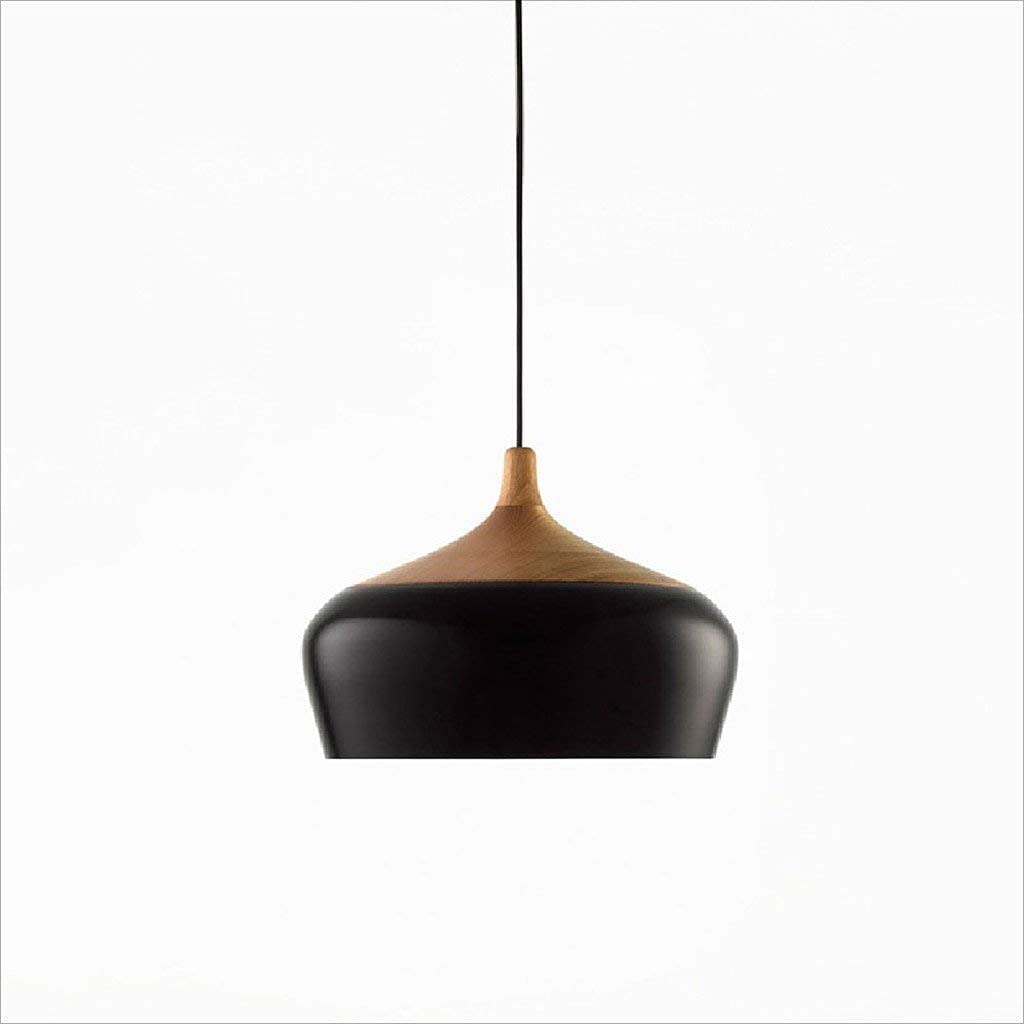 Suspension LED cuisine aluminium noir et bois lustre de plafond réglable pour salle à manger