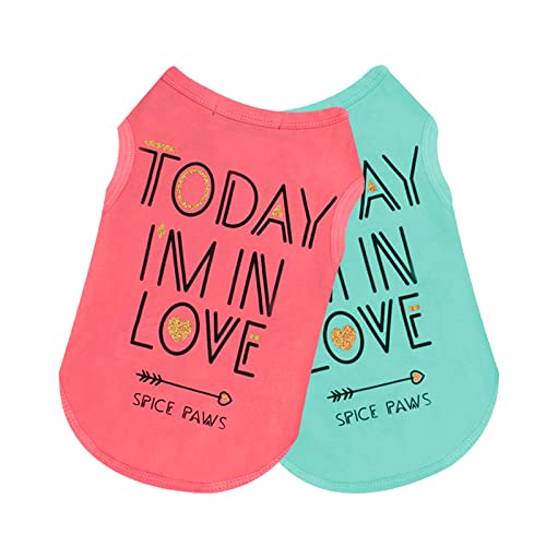 Fuqudun Roupas para cães de estimação e gatos, roupas para cães de verão impressão de letras roupa f