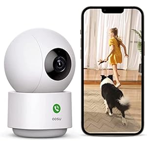 AOSU 2K QHD Indoor Camera with Motion Tracking, Security Camera Indoor Work with 5G/2.4G WiFi, Baby Monitor Supports 360° Pan-Tilt Scenes Preset, One-Touch Calling, Dome Camera Compatible with Alexa