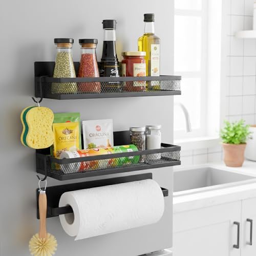 Davimaxium 3 Pack Magnetic Spice Rack for Refrigerator,Fridge Magnet Organizer