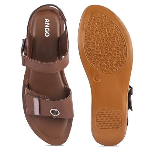 Image of Ango Women Minimal Black Flats Sandals with Premium Metallic Finish with Cushioned Sole