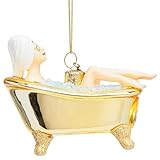 SIKORA Badewannen Girl besondere Weihnachtskugel Glas Christbaumschmuck Deko Figur Weihnachten Anhänger Ornament - Trend Line - BS050