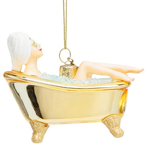 SIKORA Badewannen Girl besondere Weihnachtskugel Glas Christbaumschmuck Deko Figur Weihnachten Anhänger Ornament - Trend Line - BS050
