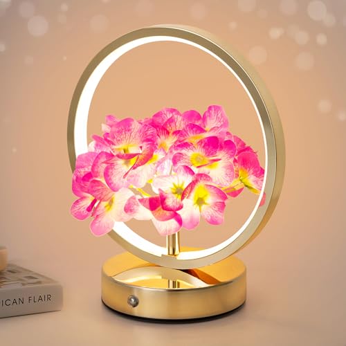 Lampe décorative Hortensien Touch avec fonction rechargeable sans fil - Lampe de table 3 voies à intensité variable - Petites lampes de chevet pour salon,...