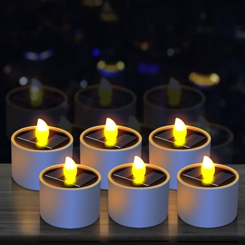 WIYETY 6 lumini solari: candele impermeabili, ricaricabili, luce bianca calda, per esterni, giardino, feste, balconi, matrimoni