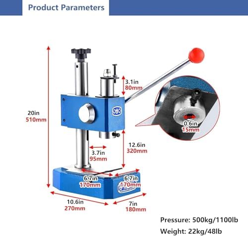 DIY Leather Craft Manual Punching Press - 0.5 Ton Stamping & Riveting Tool, 12.6" Height for Precision Projects, Ideal for Leatherwork & Crafting Enthusiasts
