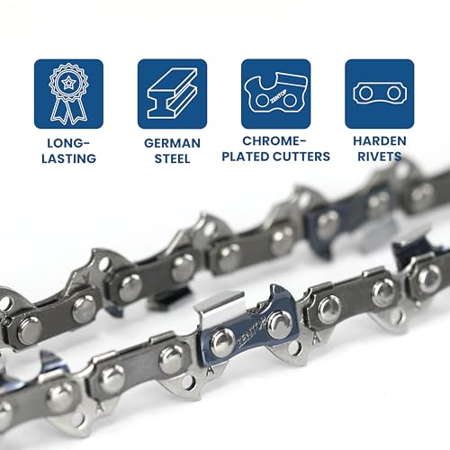 Image of 14 Inch Chainsaw Chain, 3 /8 inch LP Pitch .043 inch Gauge 52 Drive Links, Germany Steel Anti-Kickback Replacement for Milwaukee M18 2727-20, Ryobi RY40502, EGO CS1400, 3-Pack