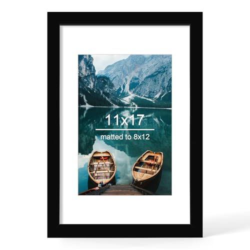 Hongkee 11x17�C���`�t���[���A�u���b�N�E�b�h�X�^�C�� - �}�b�g�t��8 x 12�C���`�̎ʐ^�A�܂��̓}�b�g�Ȃ���11 x 17�C���`�̃|�X�^�[���f�B�X�v���C�B�Ǌ|���p��������ѐ����B1�p�b�N