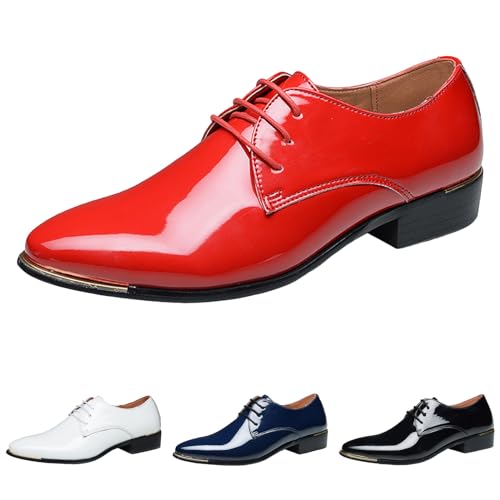 Chaussures respirantes en cuir bout pointu lacets patchwork homme - 4