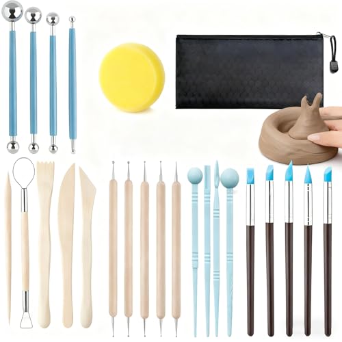 KiauFdcf Kit Outils Sculpture Argile 25pcs – Outils de Modelage Professionnels pour Sculpture, Détails et Figurines, Fournitures Artistes