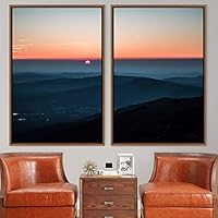 2 Piece Framed Canvas Wall Art Sunset in The Mountains Canvas Prints Home Artwork Decoration for Living Room,Bedroom - 16