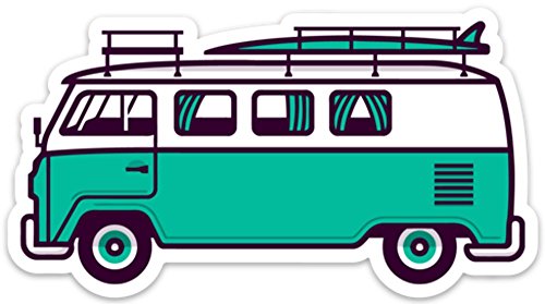 VW Surf Van Bus Sticker Decal 5" x 2.73" Aloha Sea Green