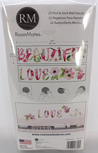 RoomMates Beautiful Love Watercolor Quote Wall Sticker, Plastic, Multi-Colour, 2 Sheets, 22 Pieces, 92.7 x 21.9 cm - Image 4