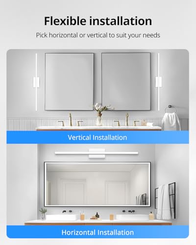 Image of Combuh Modern Vanity Lights for Bathroom Over Mirror, Wall Mounted Sconces | 36 Inch Extra-Long, Chrome, Gentle Shadow Free, Linear Lamp Bar, IP44 Rust-Resistant, Simple Slim, Daylight 6000K, 1 Pack