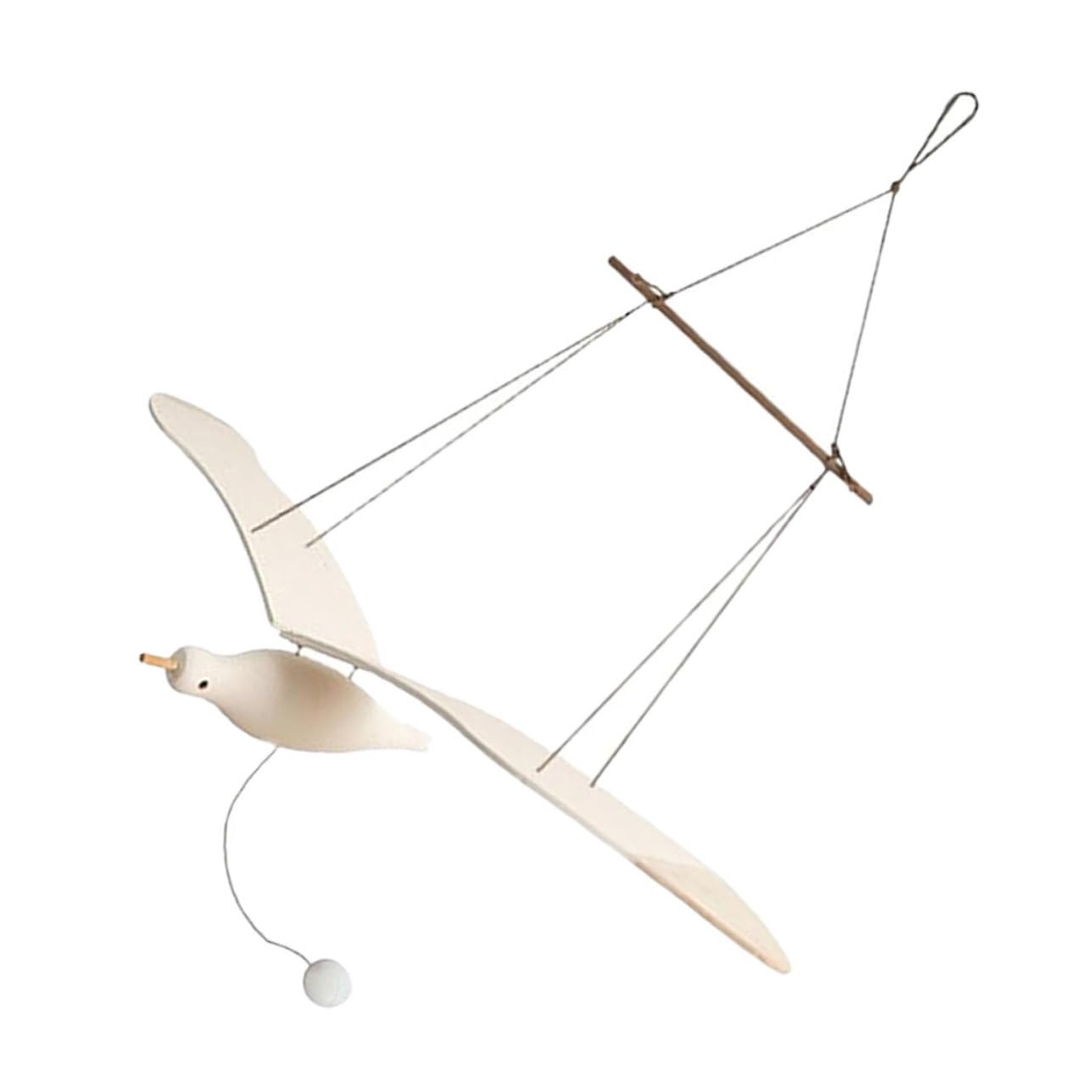 Décoration suspendue bois forme oiseau blanc pour balcon