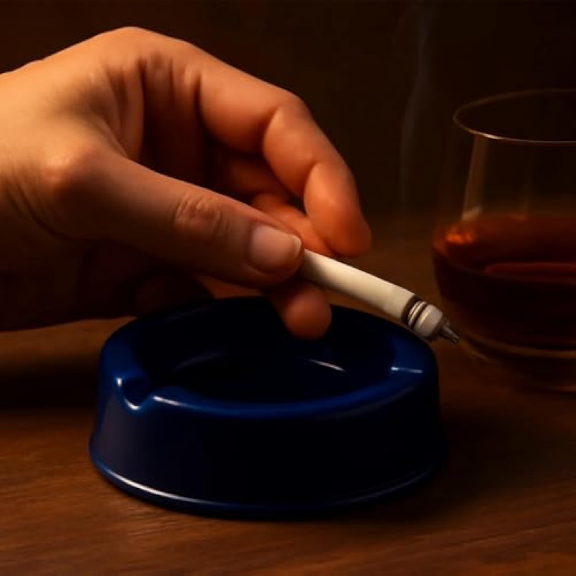 Plastic Heavy-Duty Smokeless Ashtray with 3 Slots