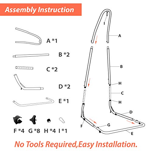 Hammock Chair Stand Only, Adjustable Height 79-93 Inch, 330 Lb Capacity, Heavy Duty Stand for Hammock Chair Solid Steel Structure Hanging Chair Stand with Powder Coated Finish, Indoor/Outdoor - Thumbnail 5