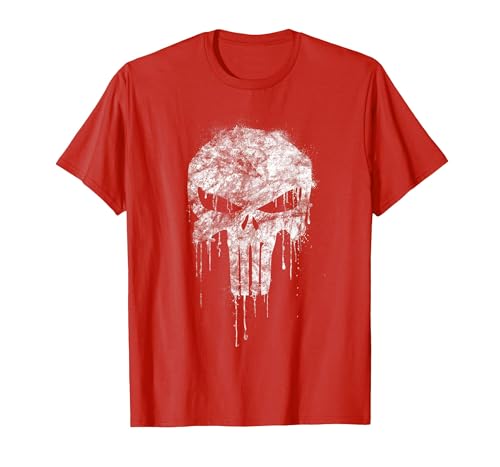 Image of Marvel The Punisher White T-Shirt, Men, Red, Medium