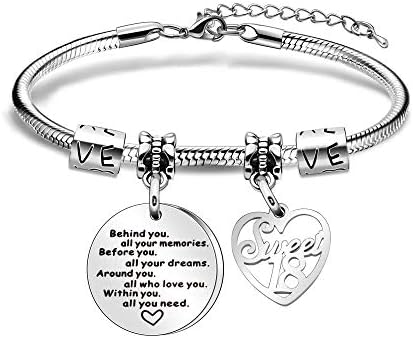 Inspiration Birthday Gift,Silver Pendant Snake Bracelet Adjustable Jewellery For 13th 16th 18th 21st 30th 40th 50th 60th Behind You All You Memories Bracelet