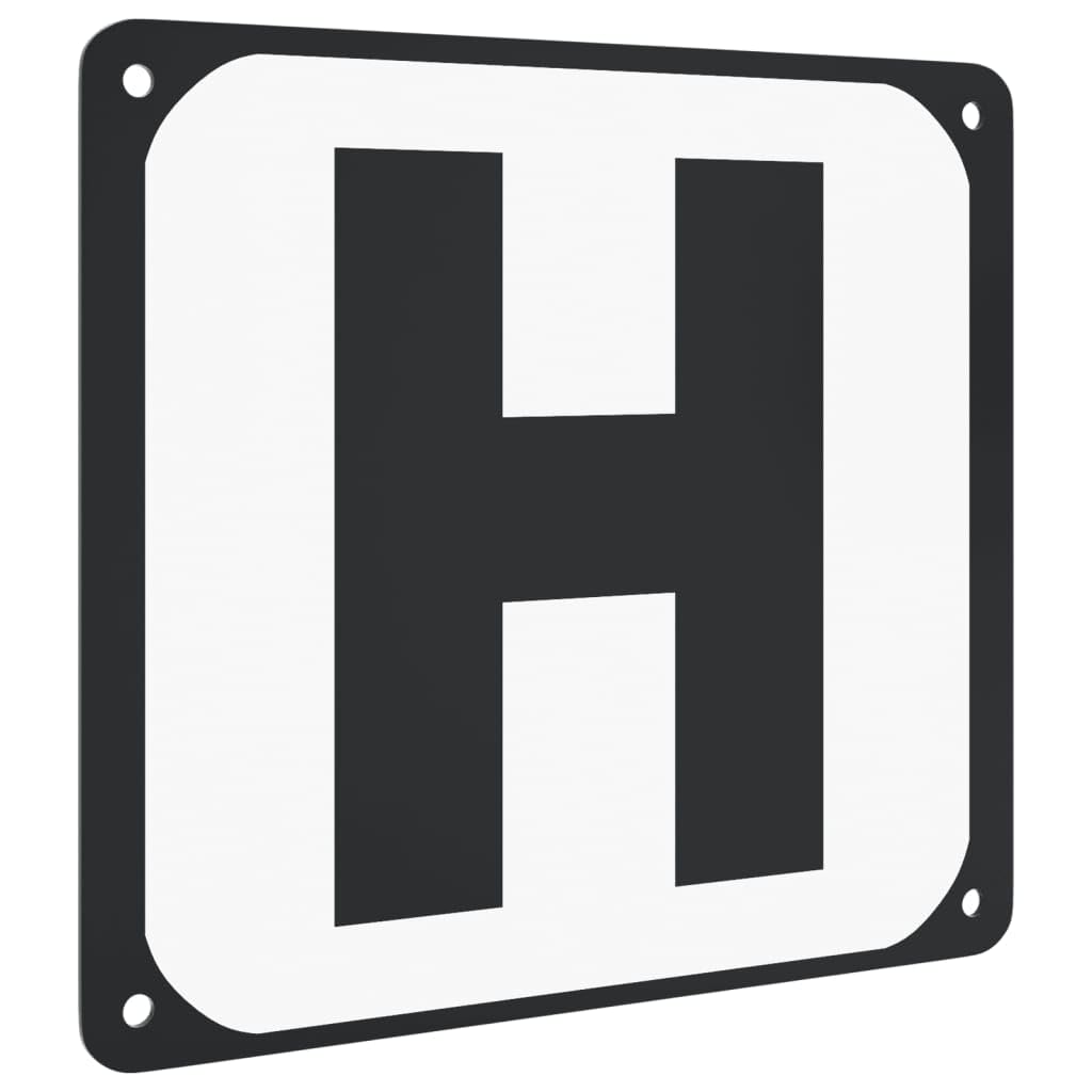 vidaXL Buchstabe 12 STK., Buchstaben für Dressurviereck, Dressurmarker mit 4 Schraubenlöchern, Dressurmarkierung, Schwarz und Weiß Stahl