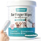 MEDUWEDU Ear Cleaner Finger Wipes 60 Counts, Dog Ear Cleaner, Grooming Kit Care for Dogs and Cats, Soft & Easy Otic Cleaning Pads, Remove Wax, Dirt & Stop Smelly, Itchy, Non-Irritating, Unscented