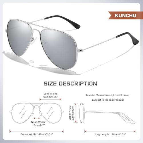 Image of Classic Aviator Sunglasses for Men Womens Polarized UV Protection Driving Sunglasses