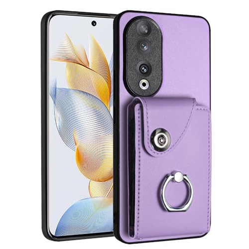 Étui portefeuille Honor 90 porte-cartes coque antichoc silicone polyuréthane violet