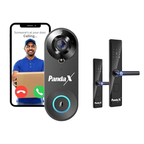 Image of PandaX Smart Door Lock +Smart Doorbell: Wi-Fi Video Doorbell with AI Motion Detection | Family Sharing | 1080p HD | Night Vision | 2-Way Audio | True Wireless.