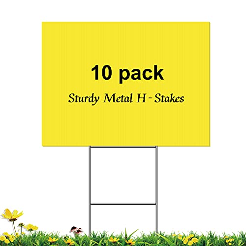 Ikayas 10Pcs 24 X 10 Inches Metal Yard Sign Stakes H Stakes Wire Stakes Yard Sign Holder For Blank Yard Sign Law Sign Garden Yard Signs For Party Decorations,Garage Sale, Guidepost, Open House #TOP1