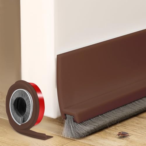 Burlete 100 x 3 cm, Marrón Cepillo Puerta Entrada, Junta de Cepillo para Puerta Autoadhesivo, Desmontable, para Aislamiento Térmico y Acústico, Antipolvo Antiinsectos, Fácil de Instalar