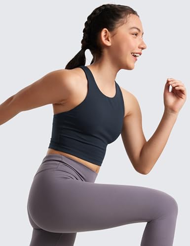 Image of CRZ YOGA Girls Butterluxe Double Lined Crop Tank | Dance, Extremely Soft, Tight Fit, High Neck, Athletic, Sleeveless Tops for Teen