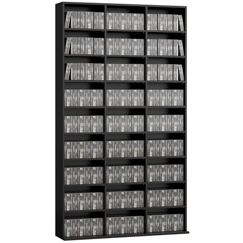 Image of HOMCOM 835 CD/500 DVD Storage Unit with 27 Compartments, CD Tower, Black