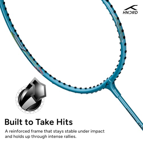 Image of Hundred Powertek 200 Aluminium Badminton Racket Combo, 2 Strung Rackets with 1 Full Cover & 3 Aura Nylon Shuttlecocks, Lightweight Shuttle Bats for Match Play