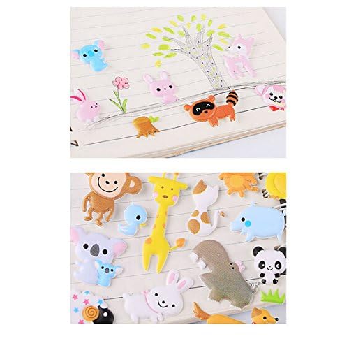 Funcoo 4 Sheets Cute Lovely Puffy DIY Decorative Adhesive Sticker Tape/Kids Craft Scrapbooking Sticker Set for Diary, Album (Cute Animals) - Image 8