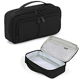 Federmäppchen Große Kapazität Mäppchen für Studenten Kinder Mädchen Jungen, Handheld Double Zipper Schwarz Mäppchen Organizer Bag Schul Büro Ästhetisches Zubehör für Sekundarschule Teenager Erwachsene