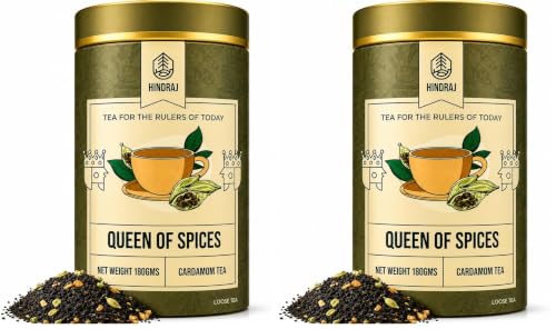 Image of House of Hindraj Queen of Spices Elaichi Masala Tea Loose Leaves 180 g Aromatic Kadak Chai with Cardamom Rich Spiced Flavor, Natural Cold Relief, Caffeine-Free (Pack of 2)