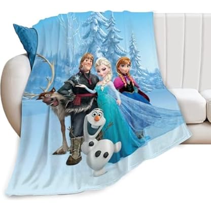 Frozen Kuscheldecke Cartoon Frozen Decke Flauschig 3D Anime Kuscheldecke für Couch Blanket, Übergroße Warme Super Weiche Decke Schlafdecke Sofadecke Reisedecke 150x100cm