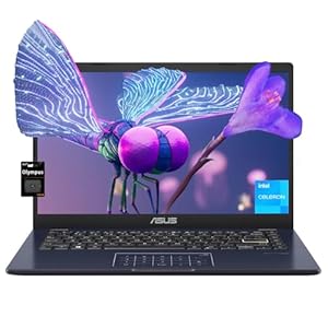 ASUS Portátil ultraligero FHD de 14 pulgadas para negocios, Intel Quad-Core N4500, 4 GB de RAM, 128 GB eMMC, cámara web, HDMI, Win 11 S, azul silencioso