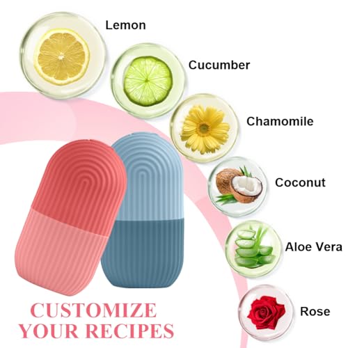 flintronic Ice Roller, Eisroller Gesicht Auge Massagegerät, Silikon Wiederverwendbares Eis Gesichtsroller für Anti-Aging, Falten Straffen Dunkle, Ringe Reduzieren (Blau)