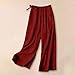 Linen Cotton Pants Women 2026 Summer Beach Travel Lightweight Cozy Fashion Lounge Palazzo Plus Size Wide Leg Casual Loose Drawstring Trousers with Pockets Vacation Essential Red X-Large