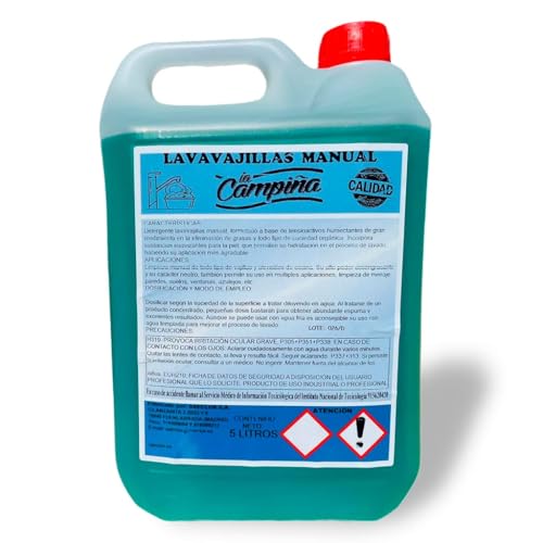 Limpiador Líquido a Mano Lavaplatos Manual 5L – Detergente Lavavajillas Manual Ultra Poder Concentrado,Eliminación de Grasas y Suciedades Orgánicas, Tamaño Garrafa 5 Litros Uso Industrial