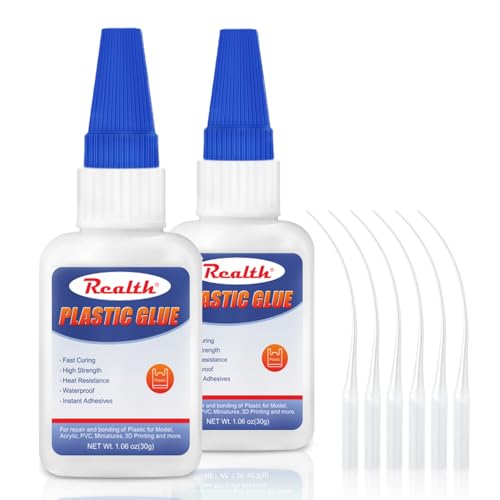 Pegamento de plástico, 60 g, pegamento transparente fuerte para plástico, secado instantáneo, resistente al calor, adecuado para modelos, acrílico, PVC, miniaturas, impresión 3D, con tapa