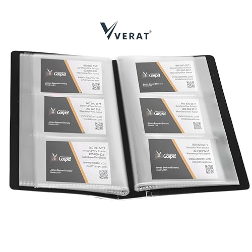 Image of VERAT Business Card Holder, 120 Pockets for 240 Cards Business Card Holder | Debit /Credit /Business /Visiting Name ID Card Holder Card Organizer Professional (Black, 1PCS Card Holder)