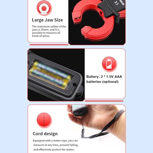 Medidor de pinza amperimétrica digital auto rango de 3 1/2 dígitos, alta precisión, medición de corriente AC con mandíbula de 30mm y funciones de retención de datos y apagado automático para aplicaciones eléctricas y técnicas miniatura 6