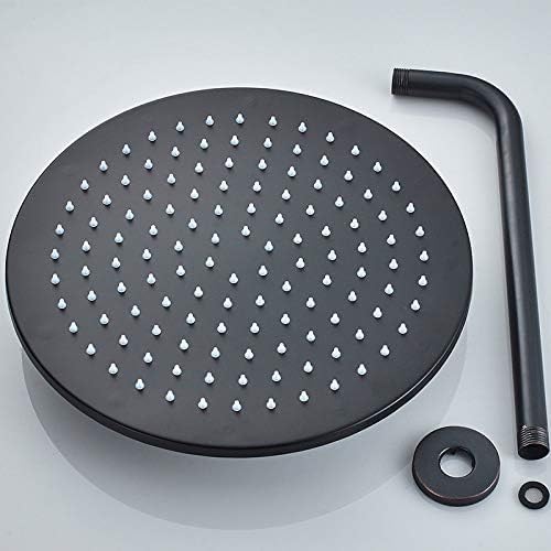 Black Round 3-Way Shower Faucet Set Wall-Mounted Brass Rainfall Shower Head Swivel Spout 8-Inch & 12-Inch Mixer Valve Modern Bathroom Fixture
