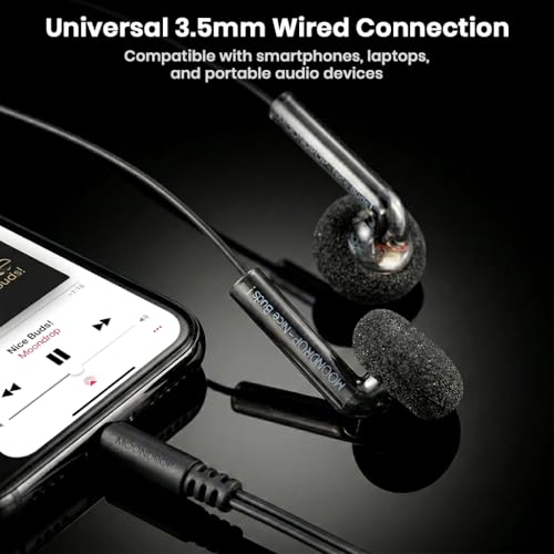 Image of MOONDROP Nice Buds Wired Earphones, HiFi Sound with 15.4mm Dynamic Driver, CCAW Voice Coil, NdFeB Magnet, Dual Rear-Cavity Damping, Ergonomic Shell and 3.5mm Silver-Plated Plug (Black)