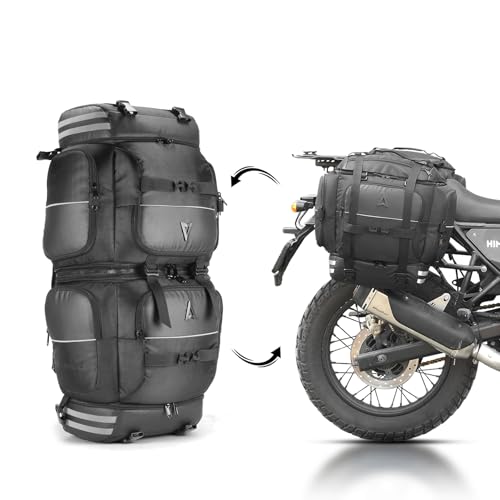 Image of STRABO Polyester Daytona V2 Saddlebags + Backpacks for Bikes, Water Resistant- Colour Black (80L)