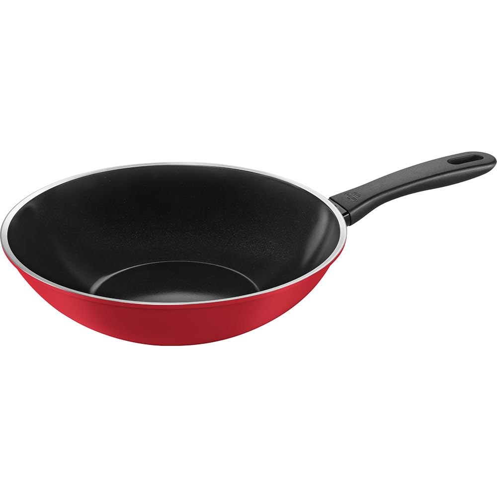 BALLARINI Caprera - Wok (28 cm, aluminio, inducción, cerámica antiadherente, fabricado en Italia), color rojo