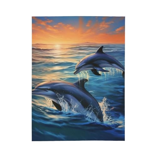 Couverture polaire douce dauphins pour vos soirées cocooning